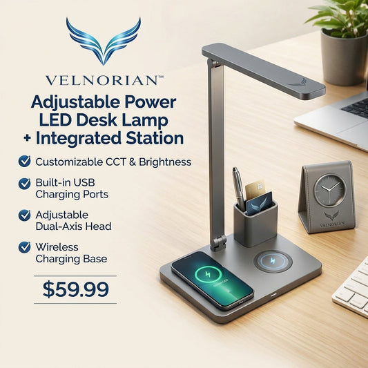 Velnorian™ Smart LED Desk Lamp with Integrated Charging Station