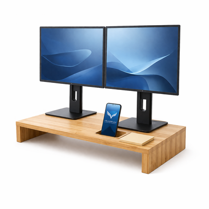 Velnorian™ Bamboo Dual Monitor Stand